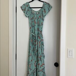 Floral Maxi Dress with Belt
